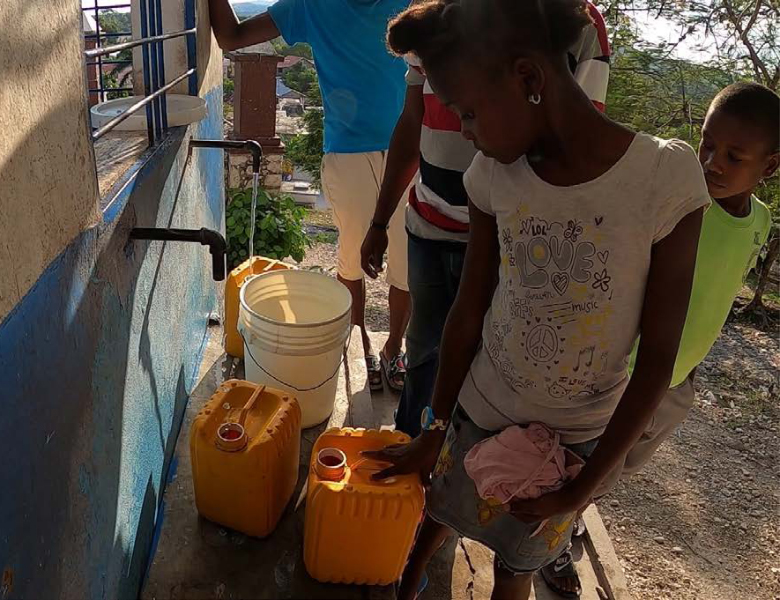 Filling containers with water