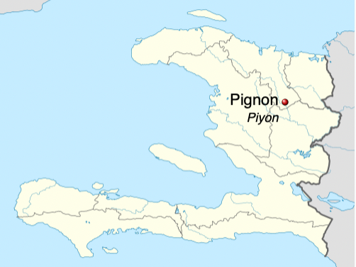 Map showing locatiomn of Pignon Haiti